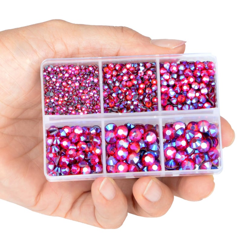 LPBeads 6400 Pieces Black AB and Red AB Hotfix Rhinestones Flat Back 5 Mixed Sizes Crystal Round Glass Gems with Tweezers and Picking Rhinestones Pen - Image 4